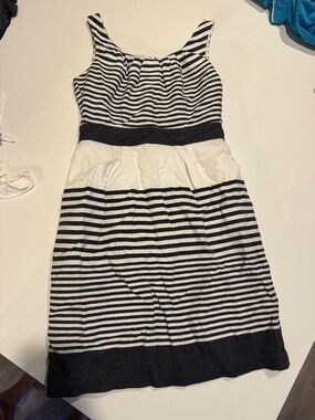 Banana Republic Black and White Striped Sleeveless Dress